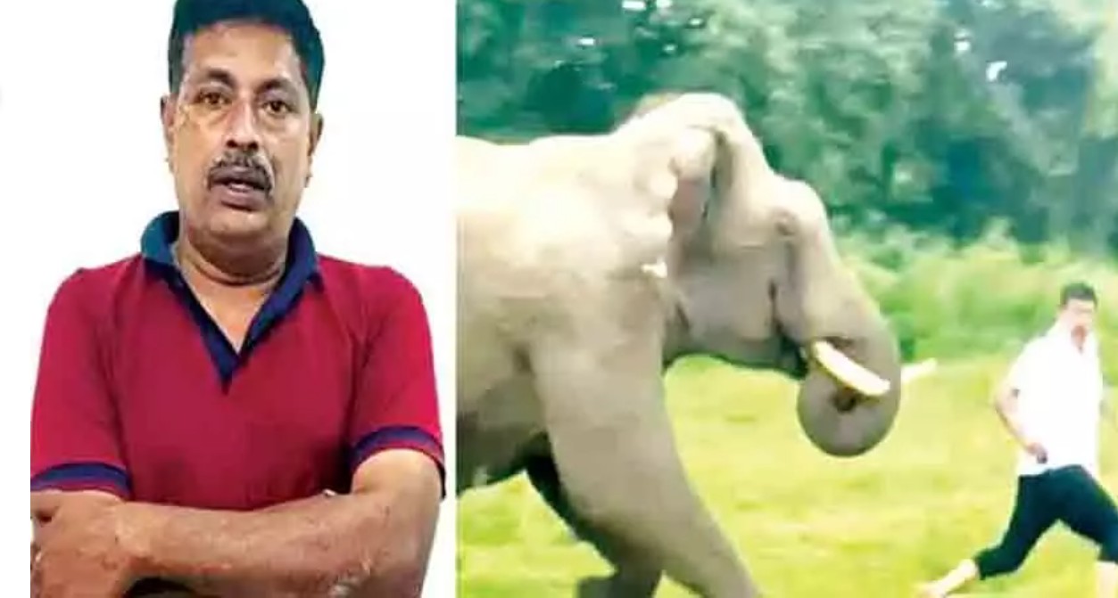 ആനയില്‍ നിന്ന് തലനാരിഴക്ക് രക്ഷപ്പെട്ടയാള്‍ക്ക് വനം വകുപ്പില്‍നിന്ന് പണി കിട്ടി