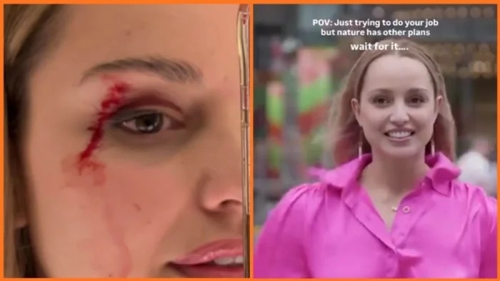 ലൈവ് റിപ്പോര്‍ട്ടിങ്ങിനിടെ മുഖത്തടിച്ച് കടല്‍ക്കാക്ക; ന്യൂസിലന്‍ഡ് റിപ്പോര്‍ട്ടര്‍ക്ക് പരിക്ക്